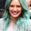 Hilary Duff sporting blue-green hair